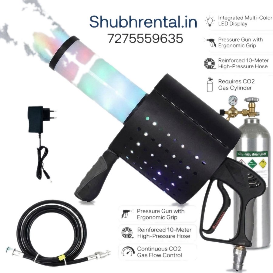 Handheld CO2 jet smoke cannon with LED