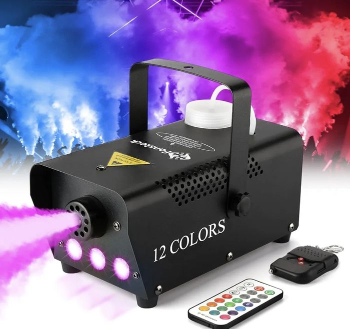 Fog machine with coloured smoke effect