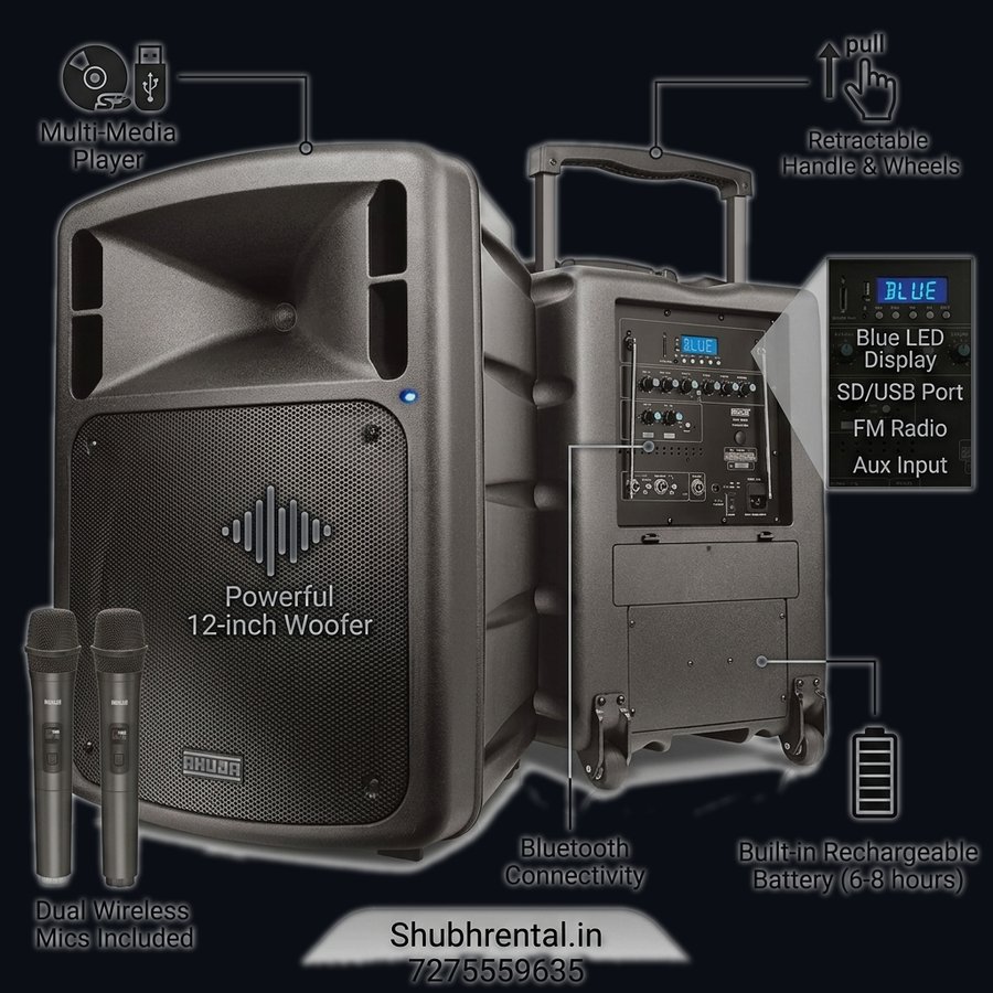 Portable PA speaker system with wireless mics